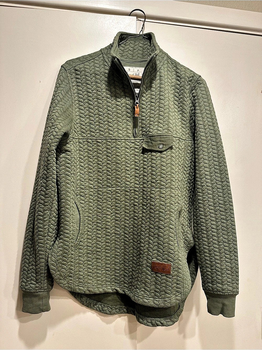 August Bleu Quilted Pullover in Green Size Small